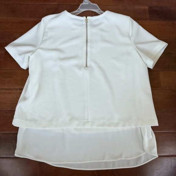 Cynthia Rowley Women's White Textured High-Low Short Sleeve Top, size Large - Picture 7 of 8